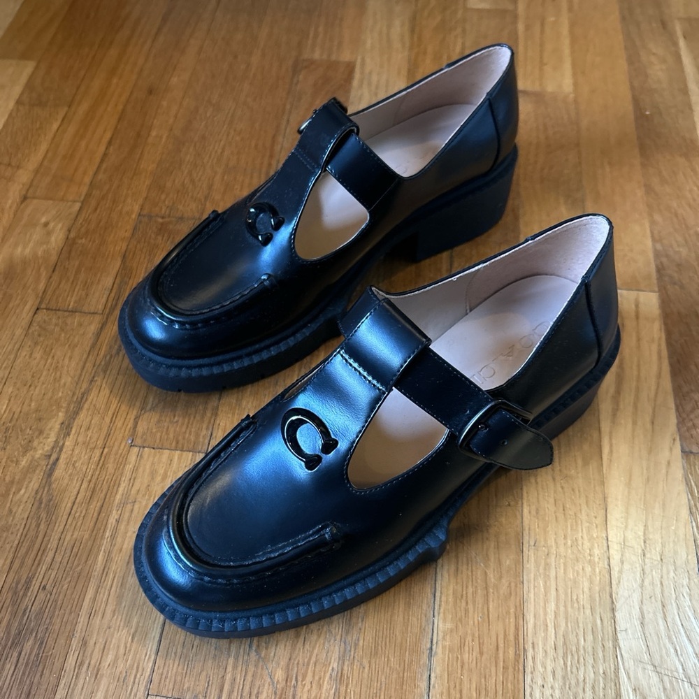 Coach black leather Maryjane shoes